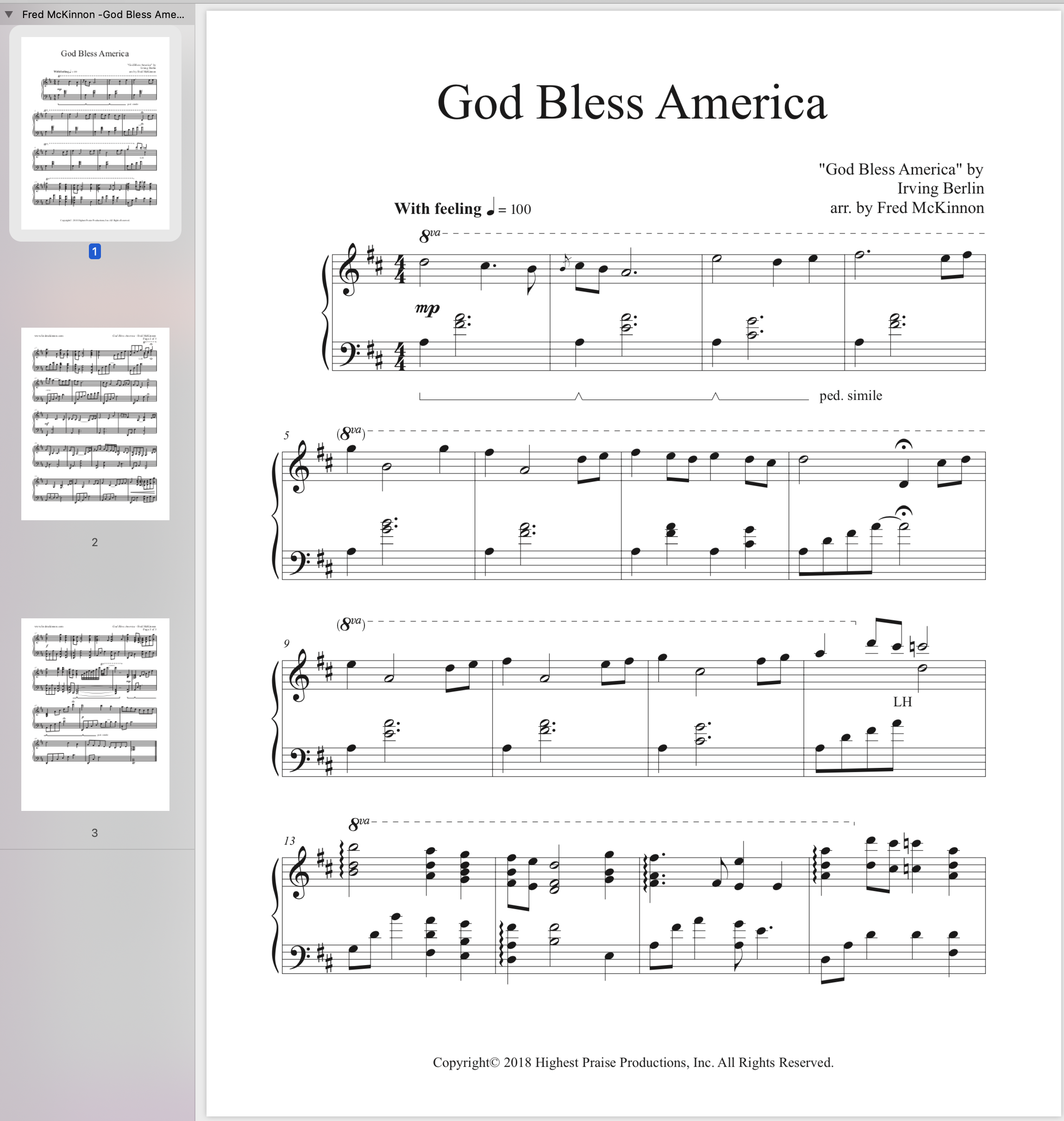 Piano Free Printable God Bless America Sheet Music